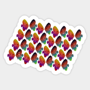 Tropical Fish Pattern With Hearts Sticker